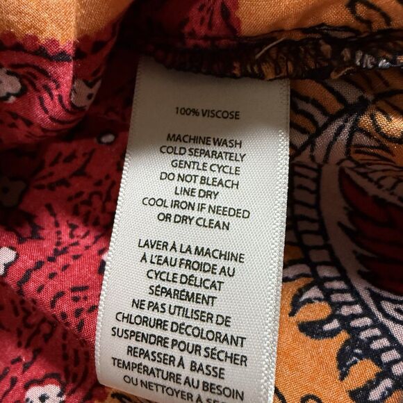 Beach Lunch Lounge Blue Red Orange Floral Paisley Top Size M - Picture 6 of 6